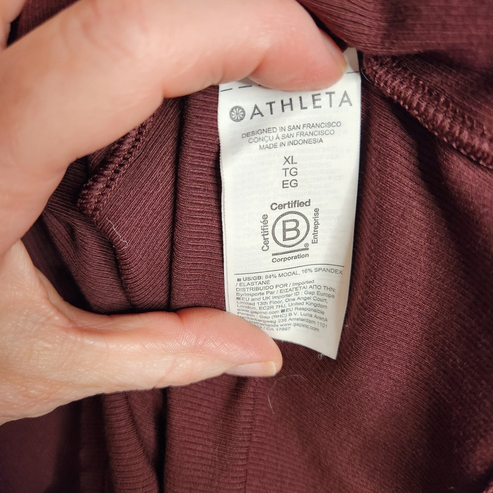 Athleta Signature Ribbed Long Sleeve CrewBurgundy XL 768810 - Picture 3 of 4